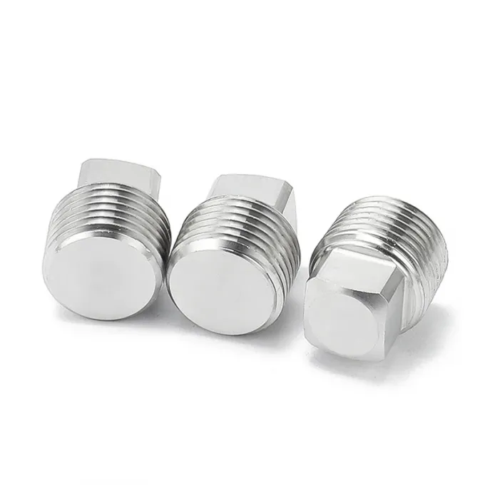 METAL Kualitas tinggi 304 stainless steel Pipe Fitting Solid Square Head Plug 1/2/3/4/6 Titik NPT1/2 3