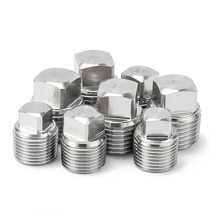 METAL Kualitas tinggi 304 stainless steel Pipe Fitting Solid Square Head Plug 1/2/3/4/6 Titik NPT1/2 4