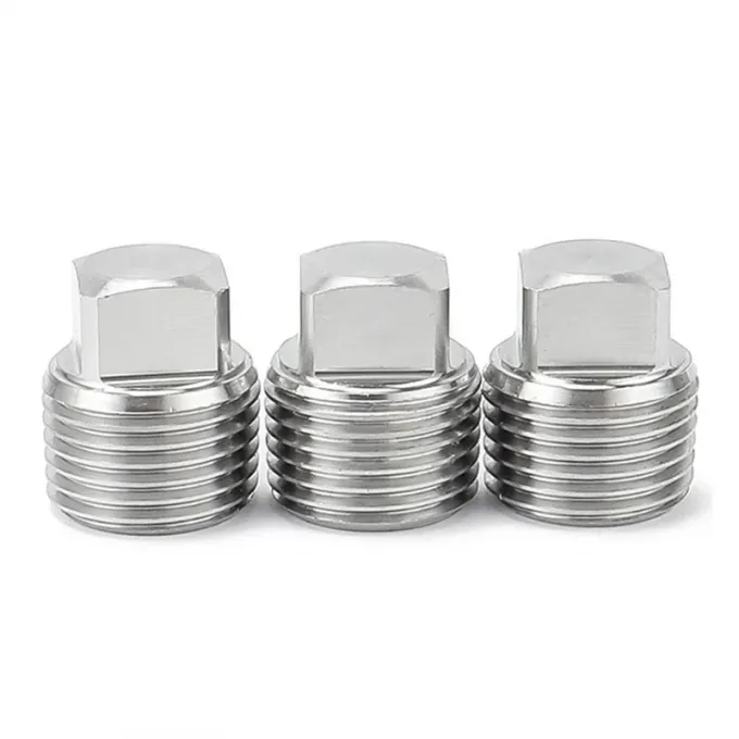 METAL Kualitas tinggi 304 stainless steel Pipe Fitting Solid Square Head Plug 1/2/3/4/6 Titik NPT1/2 5