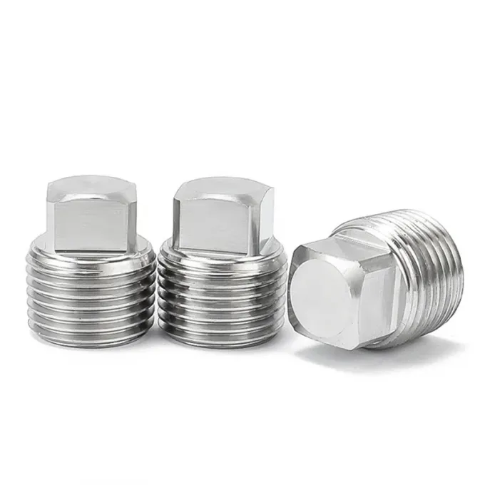 METAL Kualitas tinggi 304 stainless steel Pipe Fitting Solid Square Head Plug 1/2/3/4/6 Titik NPT1/2 6